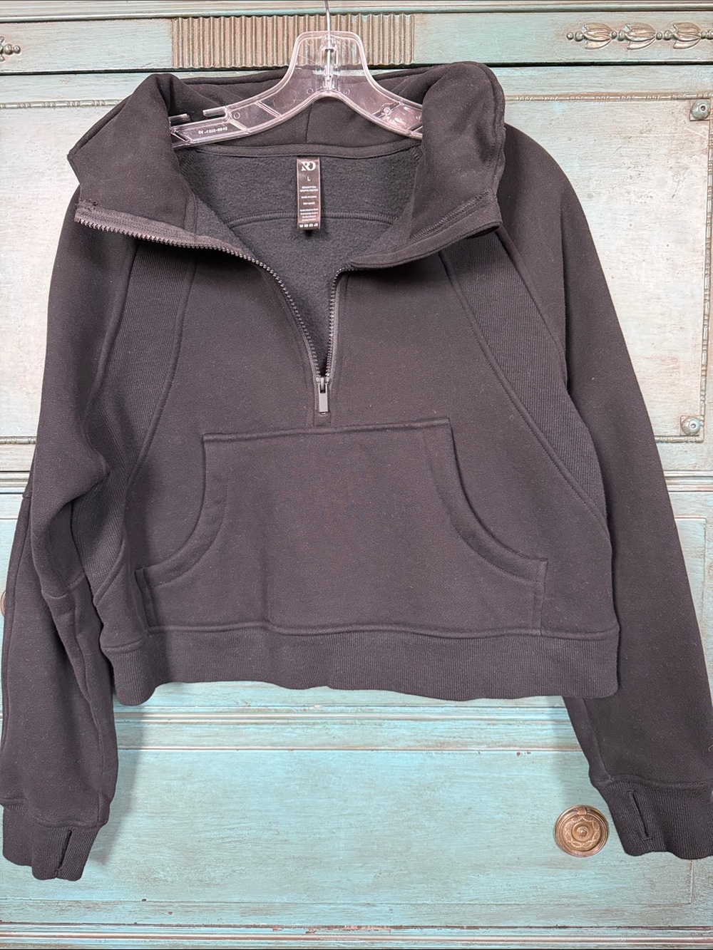 Ranch Dress’N  Quarter-Zip Black Cropped Women's Pullover Sweater